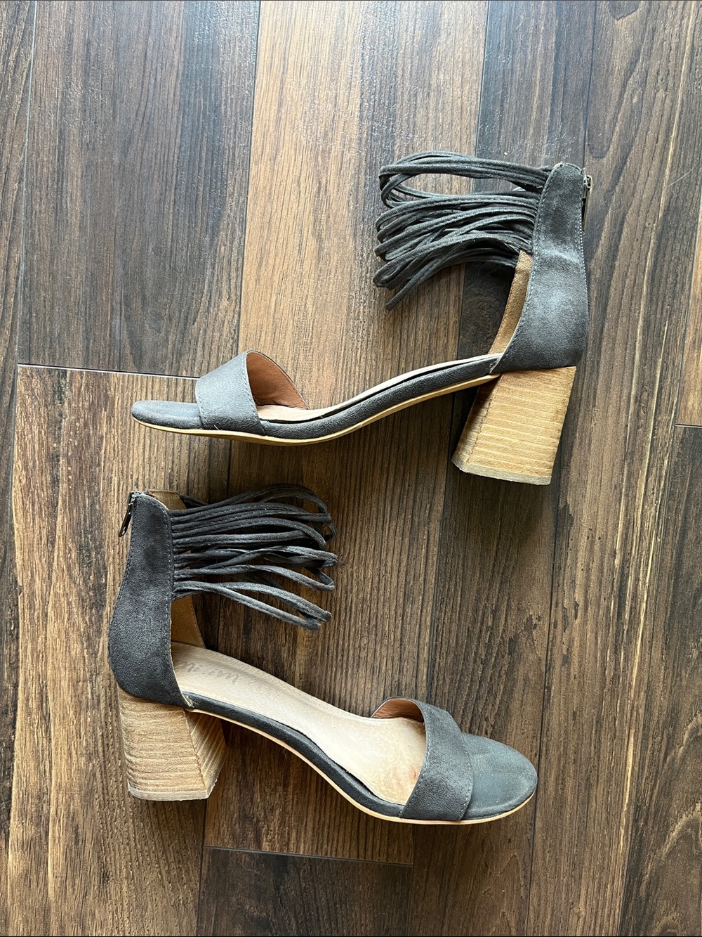 Mi.im Ankle Strap Block Heel Sandals - Gray